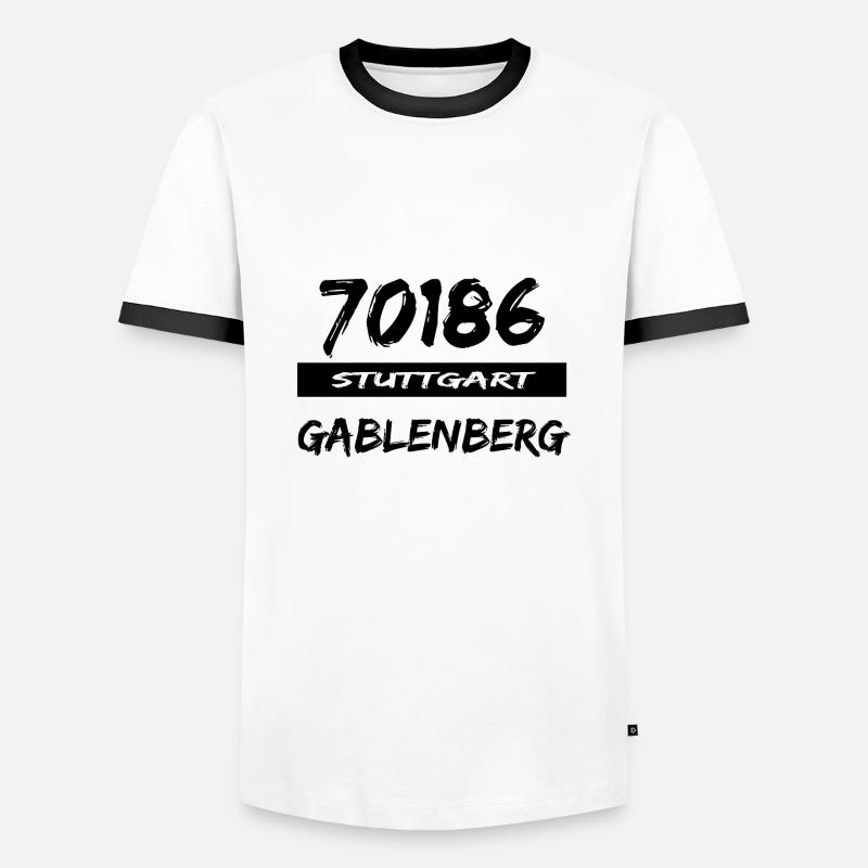 70186 Stuttgart Gablenberg Tshirt Postleitzahl - Männer Kontrast-T-Shirt - Weiß/Schwarz
