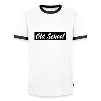 old school - Männer Kontrast-T-Shirt - Weiß/Schwarz - Vorne - AI Model Female 172 light (172cm) & AI Model Male 178 dark (178cm)
