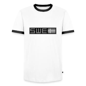 Sweden Tactical Flag - Men's Ringer Shirt - white/black - Front - AI Model Female 172 light (172cm) & AI Model Male 178 dark (178cm)