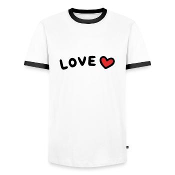 Cœur d’amour - T-shirt contrasté Homme - blanc/noir - Devant - AI Model Female 172 light (172cm) & AI Model Male 178 dark (178cm)