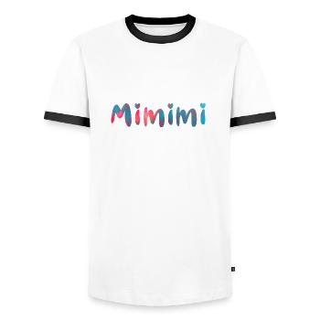 mimimi ,name, typo,sprüche,bunt - Men's Ringer Shirt - white/black - Front - AI Model Female 172 light (172cm) & AI Model Male 178 dark (178cm)