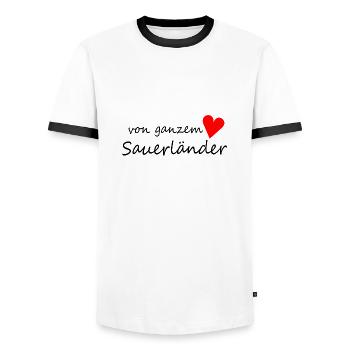 Von ganzem Herzen Sauerländer - Männer Kontrast-T-Shirt - Weiß/Schwarz - Vorne - AI Model Female 172 light (172cm) & AI Model Male 178 dark (178cm)
