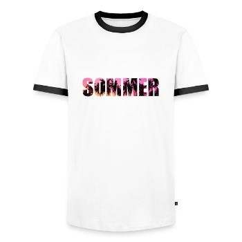 Cooles Retro Design Sommer Strand Palmen Summer - Männer Kontrast-T-Shirt - Weiß/Schwarz - Vorne - AI Model Female 172 light (172cm) & AI Model Male 178 dark (178cm)