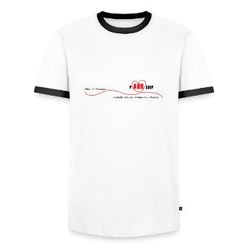 We Ahr Together - solidAHRität - - Männer Kontrast-T-Shirt - Weiß/Schwarz - Vorne - AI Model Female 172 light (172cm) & AI Model Male 178 dark (178cm)