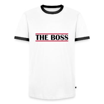 Logo Le Patron - T-shirt contrasté Homme - blanc/noir - Devant - AI Model Female 172 light (172cm) & AI Model Male 178 dark (178cm)