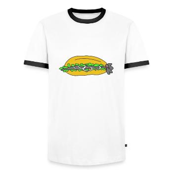Fischbrötchen ohne Spruch - Männer Kontrast-T-Shirt - Weiß/Schwarz - Vorne - AI Model Female 172 light (172cm) & AI Model Male 178 dark (178cm)