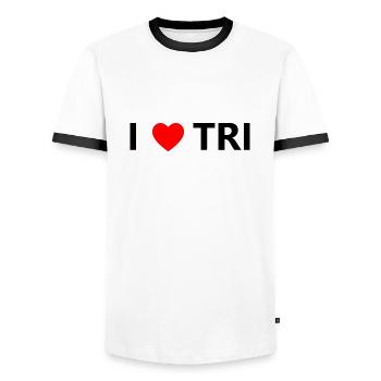 Triathlon Swim Bike Run Marathon - Männer Kontrast-T-Shirt - Weiß/Schwarz - Vorne - AI Model Female 172 light (172cm) & AI Model Male 178 dark (178cm)