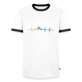Herzschlag der Berge - Männer Kontrast-T-Shirt - Weiß/Schwarz - Vorne - AI Model Female 172 light (172cm) & AI Model Male 178 dark (178cm)