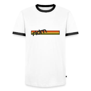 RIDM RastaFlag Logo - Men's Ringer Shirt - white/black - Front - AI Model Female 172 light (172cm) & AI Model Male 178 dark (178cm)