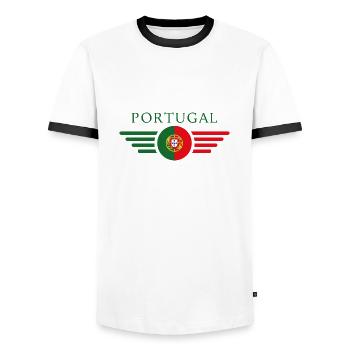 Portugal Style Design T-Shirt - T-shirt contrasté Homme - blanc/noir - Devant - AI Model Female 172 light (172cm) & AI Model Male 178 dark (178cm)