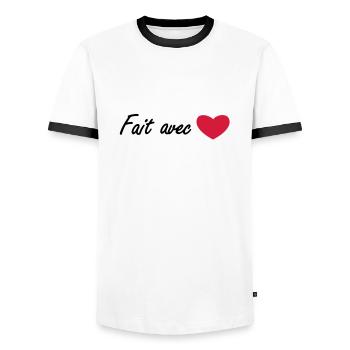 made with love - Men's Ringer Shirt - white/black - Front - AI Model Female 172 light (172cm) & AI Model Male 178 dark (178cm)