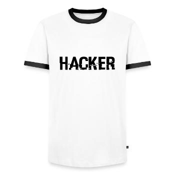Hacker - Männer Kontrast-T-Shirt - Weiß/Schwarz - Vorne - AI Model Female 172 light (172cm) & AI Model Male 178 dark (178cm)