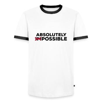 absolutely possible possible way out solution Optimist - Men's Ringer Shirt - white/black - Front - AI Model Female 172 light (172cm) & AI Model Male 178 dark (178cm)