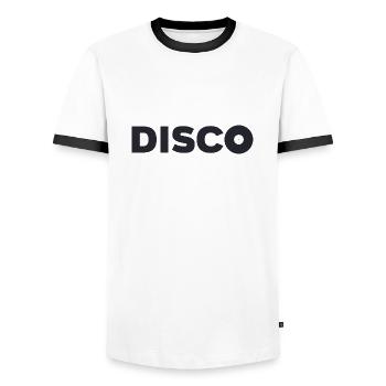 Disco - Men's Ringer Shirt - white/black - Front - AI Model Female 172 light (172cm) & AI Model Male 178 dark (178cm)