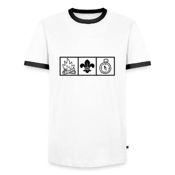 Scout / Scoutisme - T-shirt contrasté Homme - blanc/noir - Devant - AI Model Female 172 light (172cm) & AI Model Male 178 dark (178cm)