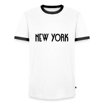 New York - T-shirt contrasté Homme - blanc/noir - Devant - AI Model Female 172 light (172cm) & AI Model Male 178 dark (178cm)