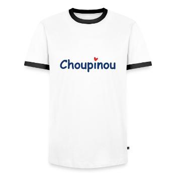 Choupinou - T-shirt contrasté Homme - blanc/noir - Devant - AI Model Female 172 light (172cm) & AI Model Male 178 dark (178cm)