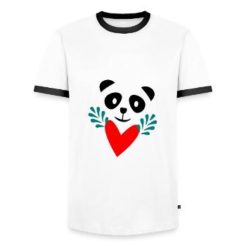 VIELEN DANK. GELIEBTE. MEISTER. DANKE, HERRIN. GESCHENK - Männer Kontrast-T-Shirt - Weiß/Schwarz - Vorne - AI Model Female 172 light (172cm) & AI Model Male 178 dark (178cm)