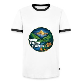 1000 Sterne Sternenhimmel beim Campen - Männer Kontrast-T-Shirt - Weiß/Schwarz - Vorne - AI Model Female 172 light (172cm) & AI Model Male 178 dark (178cm)