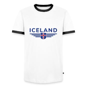 J’aime l’Islande Design T-Shirt Tenue - T-shirt contrasté Homme - blanc/noir - Devant - AI Model Female 172 light (172cm) & AI Model Male 178 dark (178cm)