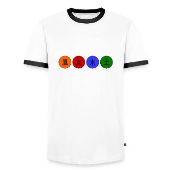 Japanische Elemente - Männer Kontrast-T-Shirt - Weiß/Schwarz - Vorne - AI Model Female 172 light (172cm) & AI Model Male 178 dark (178cm)