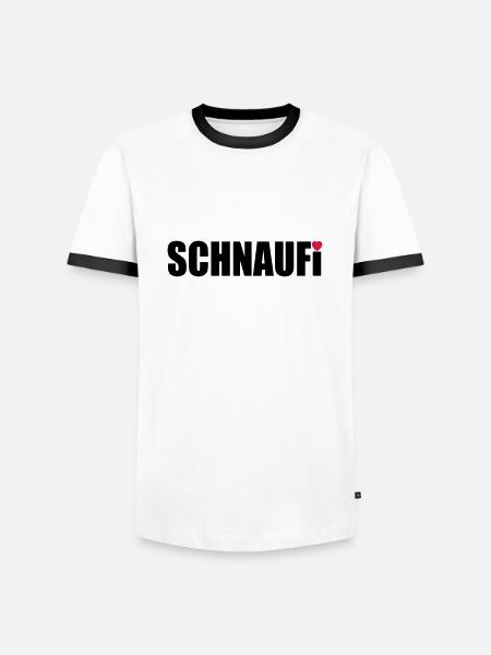 SCHNAUFi - Männer Kontrast-T-Shirt - Weiß/Schwarz