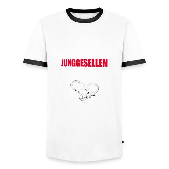 Junggesellenabschied - Männer Kontrast-T-Shirt - Weiß/Schwarz - Vorne - AI Model Female 172 light (172cm) & AI Model Male 178 dark (178cm)