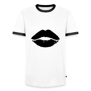 Kiss - Men's Ringer Shirt - white/black - Front - AI Model Female 172 light (172cm) & AI Model Male 178 dark (178cm)