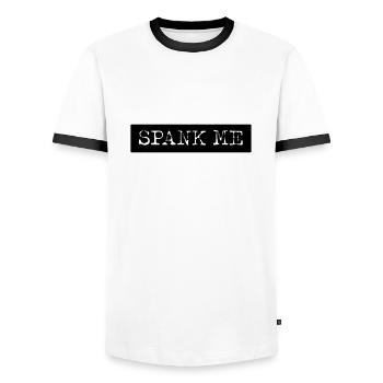SPANK ME - Männer Kontrast-T-Shirt - Weiß/Schwarz - Vorne - AI Model Female 172 light (172cm) & AI Model Male 178 dark (178cm)