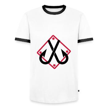 Fisherman - Fishing - Men's Ringer Shirt - white/black - Front - AI Model Female 172 light (172cm) & AI Model Male 178 dark (178cm)