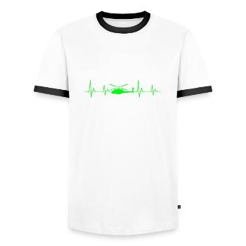 Hubschrauber Helikopter Pilot Herzschlag Geschenk - Männer Kontrast-T-Shirt - Weiß/Schwarz - Vorne - AI Model Female 172 light (172cm) & AI Model Male 178 dark (178cm)