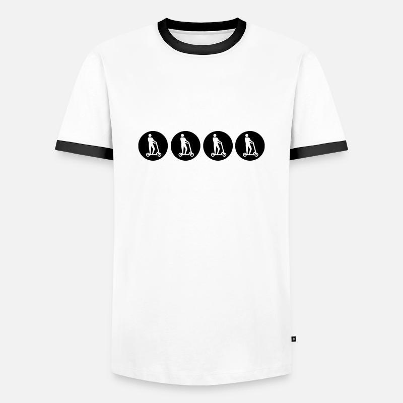 E-Scooter E-Roller Scooter - Männer Kontrast-T-Shirt - Weiß/Schwarz