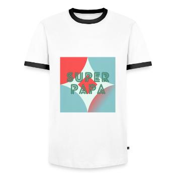HAPPY BIRTHDAY DAD. DAD. FATHER's DAY. HAPPY BIRTHDAY - Men's Ringer Shirt - white/black - Front - AI Model Female 172 light (172cm) & AI Model Male 178 dark (178cm)
