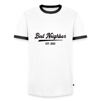 Best Neighbor 2023 Nachbarschaft Bester Nachbar - Männer Kontrast-T-Shirt - Weiß/Schwarz - Vorne - AI Model Female 172 light (172cm) & AI Model Male 178 dark (178cm)