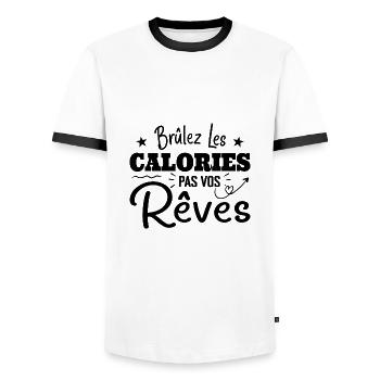 Brûlez Les Calories, Pas Vos Rêves - T-shirt contrasté Homme - blanc/noir - Devant - AI Model Female 172 light (172cm) & AI Model Male 178 dark (178cm)