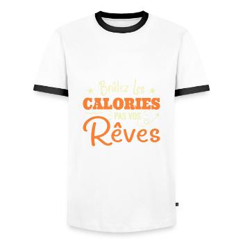 Brûlez Les Calories, Pas Vos Rêves - T-shirt contrasté Homme - blanc/noir - Devant - AI Model Female 172 light (172cm) & AI Model Male 178 dark (178cm)