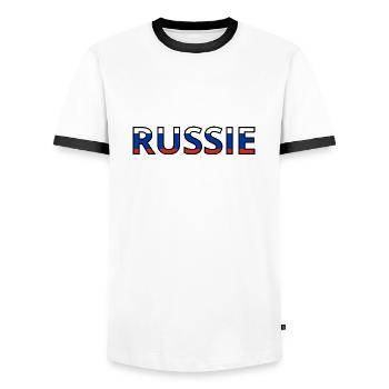 Drapeau russie - T-shirt contrasté Homme - blanc/noir - Devant - AI Model Female 172 light (172cm) & AI Model Male 178 dark (178cm)