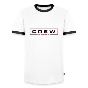 Crew Member - Men's Ringer Shirt - white/black - Front - AI Model Female 172 light (172cm) & AI Model Male 178 dark (178cm)