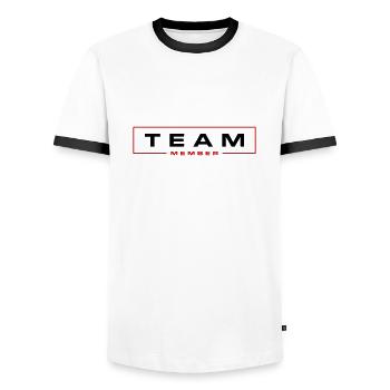 Team Member - Men's Ringer Shirt - white/black - Front - AI Model Female 172 light (172cm) & AI Model Male 178 dark (178cm)