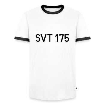 SVT 175 Schriftzug VT 18.16 Görlitz Karlex Karola - Männer Kontrast-T-Shirt - Weiß/Schwarz - Vorne - AI Model Female 172 light (172cm) & AI Model Male 178 dark (178cm)