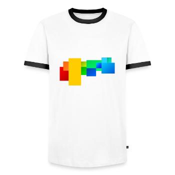 Géométrie colorée - T-shirt contrasté Homme - blanc/noir - Devant - AI Model Female 172 light (172cm) & AI Model Male 178 dark (178cm)