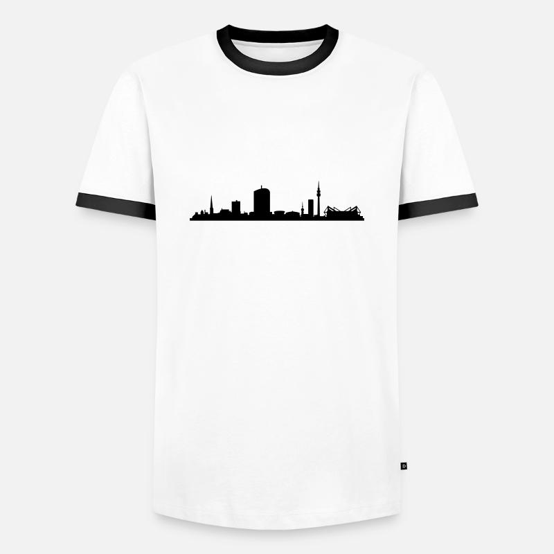 Skyline Dortmund - Männer Kontrast-T-Shirt - Weiß/Schwarz