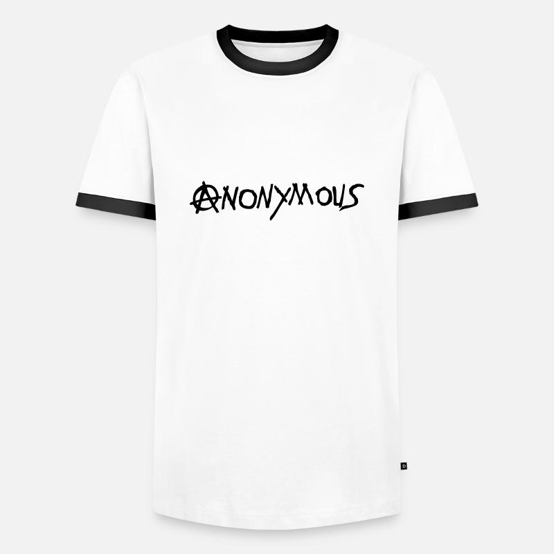 anarchy anonymous logo - Men's Ringer Shirt - white/black