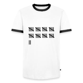 Tally 22 - Men's Ringer Shirt - white/black - Front - AI Model Female 172 light (172cm) & AI Model Male 178 dark (178cm)