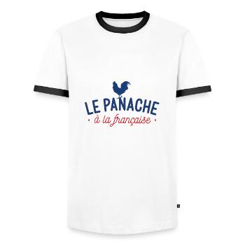 Le panache à la française - T-shirt contrasté Homme - blanc/noir - Devant - AI Model Female 172 light (172cm) & AI Model Male 178 dark (178cm)