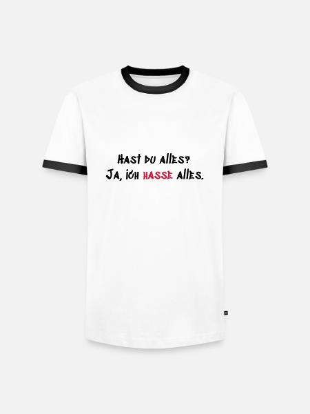 Hast du Alles - Männer Kontrast-T-Shirt - Weiß/Schwarz