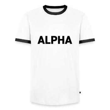 Alpha Dark Pack Rank - Männer Kontrast-T-Shirt - Weiß/Schwarz - Vorne - AI Model Female 172 light (172cm) & AI Model Male 178 dark (178cm)