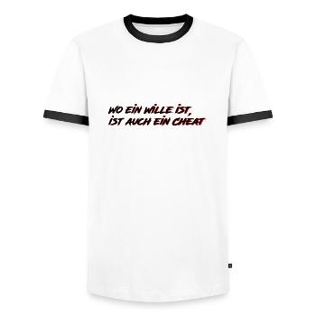 Gaming Srüche - Männer Kontrast-T-Shirt - Weiß/Schwarz - Vorne - AI Model Female 172 light (172cm) & AI Model Male 178 dark (178cm)