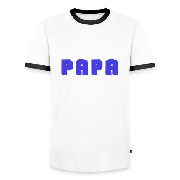 FROHER VATERTAG. PAPA. VATERTAG. VATER - Männer Kontrast-T-Shirt - Weiß/Schwarz - Vorne - AI Model Female 172 light (172cm) & AI Model Male 178 dark (178cm)