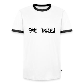 St. Pauli - Männer Kontrast-T-Shirt - Weiß/Schwarz - Vorne - AI Model Female 172 light (172cm) & AI Model Male 178 dark (178cm)